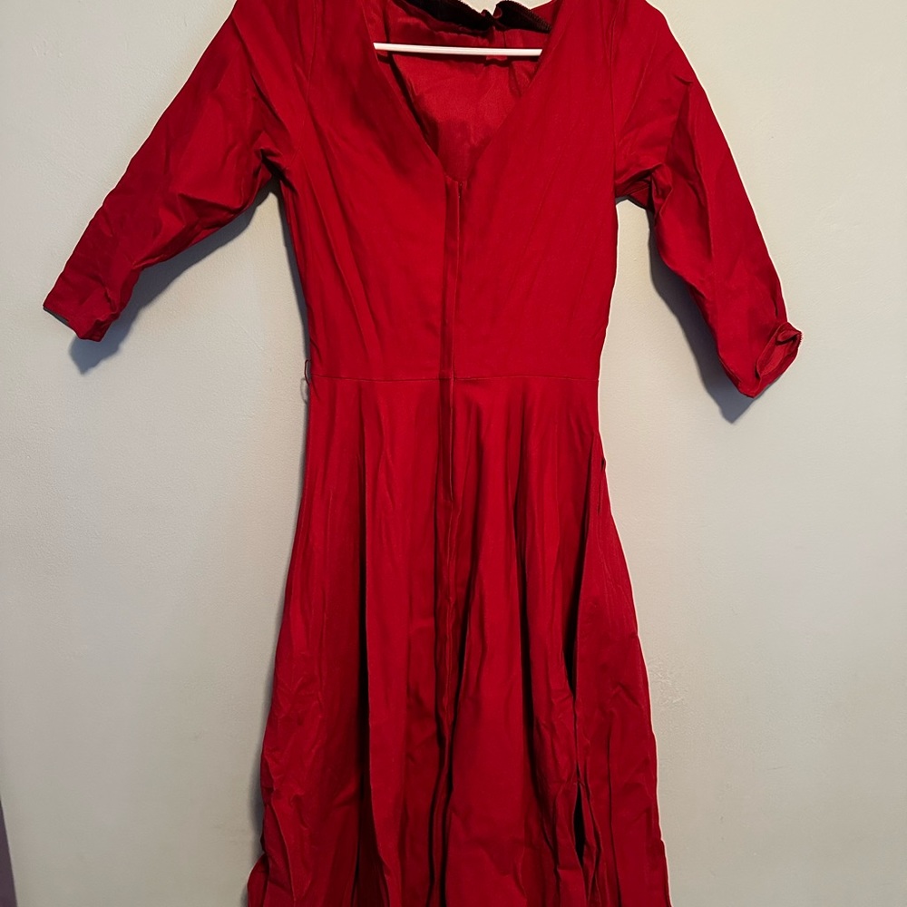Unique Vintage Off The Shoulder 1950s Red Dress